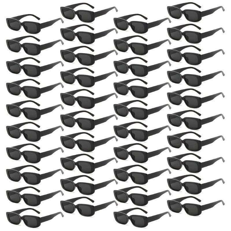 40 PCS Retro 80s 90s Black Rectangular Glasses Narrow Frame Plastic Eyewear for Theme Parties