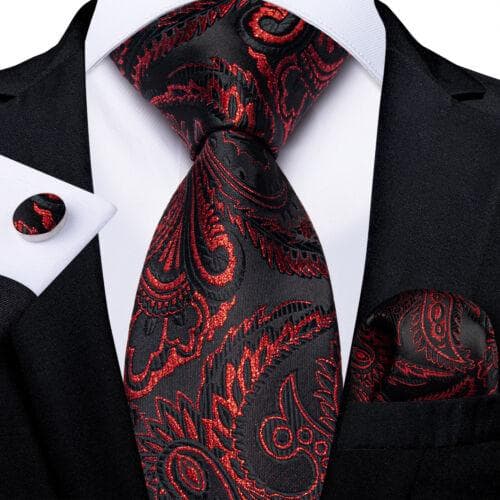 DiBanGu Mens Silk Necktie Set Striped Paisley Solid Tie Pocket Square Cufflinks N-7451