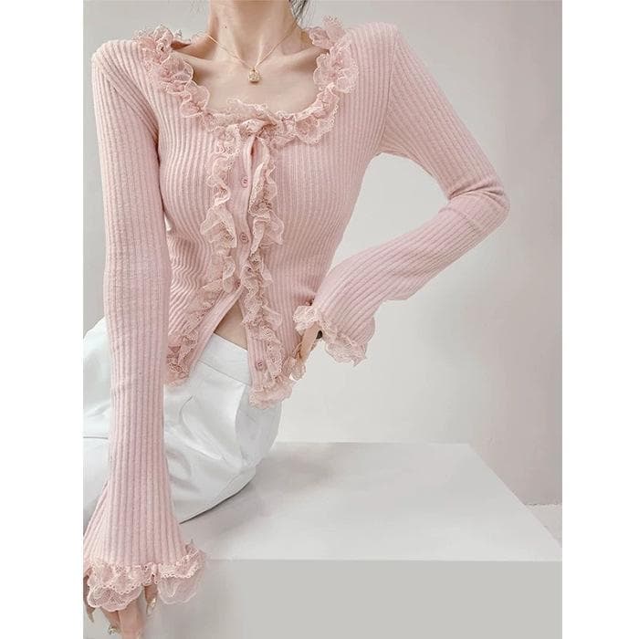 French Style Knitted Autumn and Winter Cardigan New Slim Fit Short Long-sleeved Sweater Tops Bottoming Shirt for Women One size