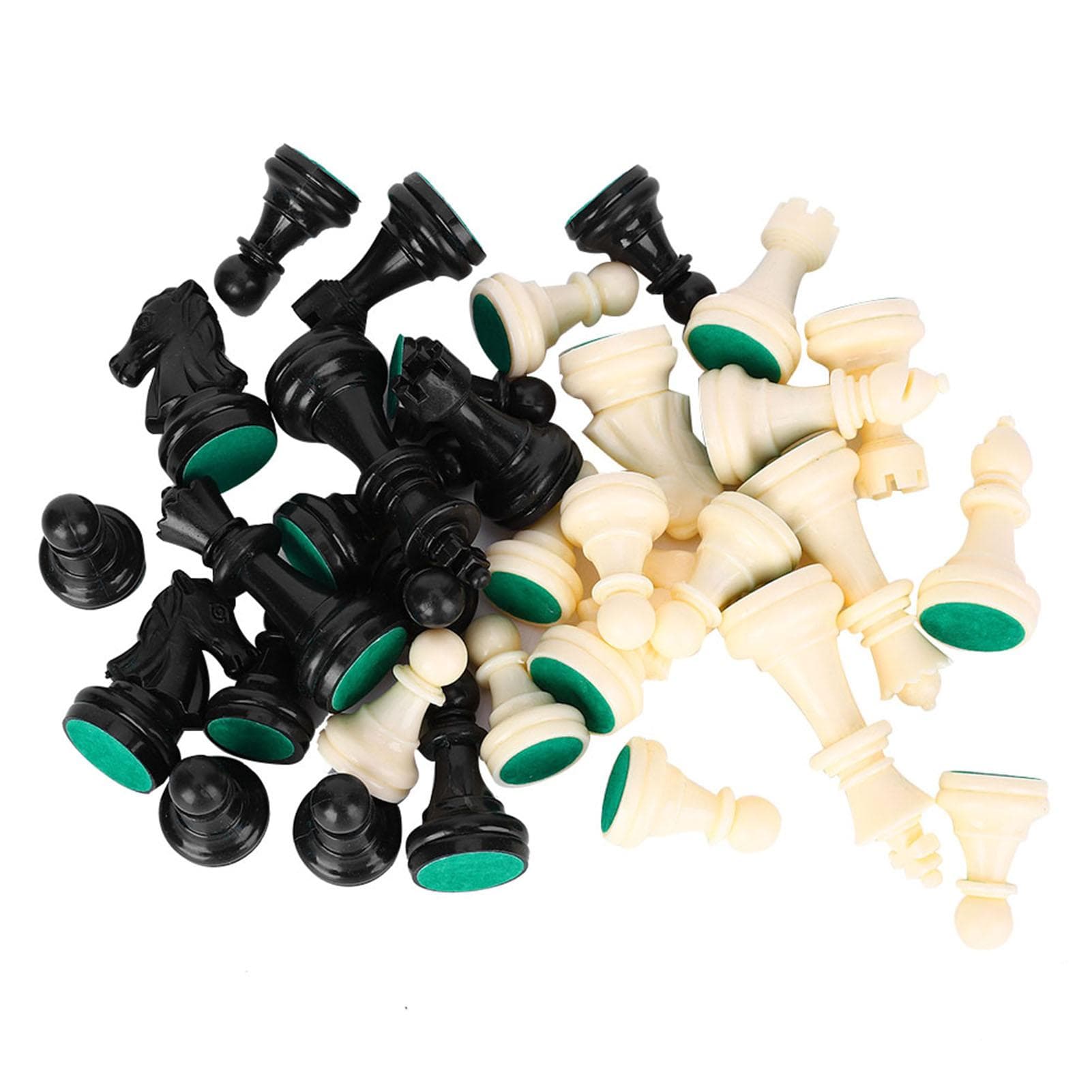 Plastic Chessmen Set International Chess Game Complete Chessmen Set Black&White L