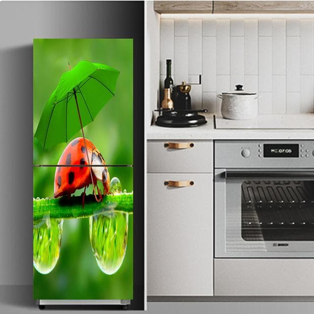 Fridge Stickers Refrigerator Cover Door Landscape Plant Sea Vinyl Self Adhesive Kitchen Furniture Decor Wrap Freezer Sticker DIY 60x150cm