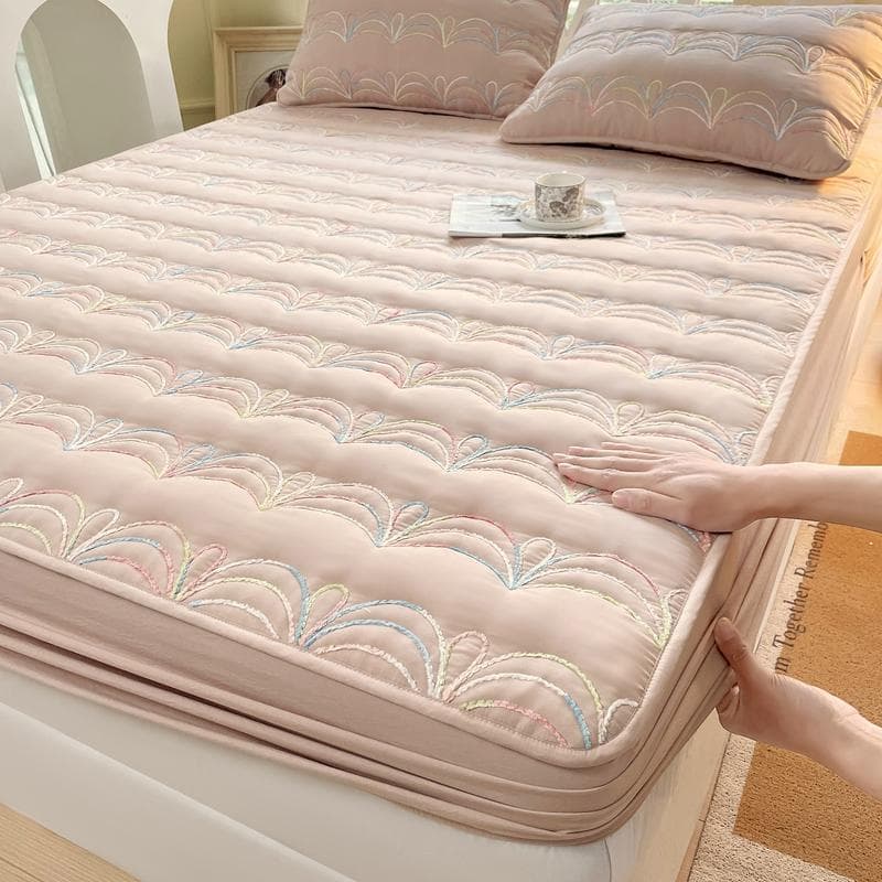 Bonenjoy Mattress Cover Quilted Bedspread Elastic Bed Cover fundas de colchón Simple Style Bed Linen for Home (No Pillowcase) 90x200x25cm 1pc