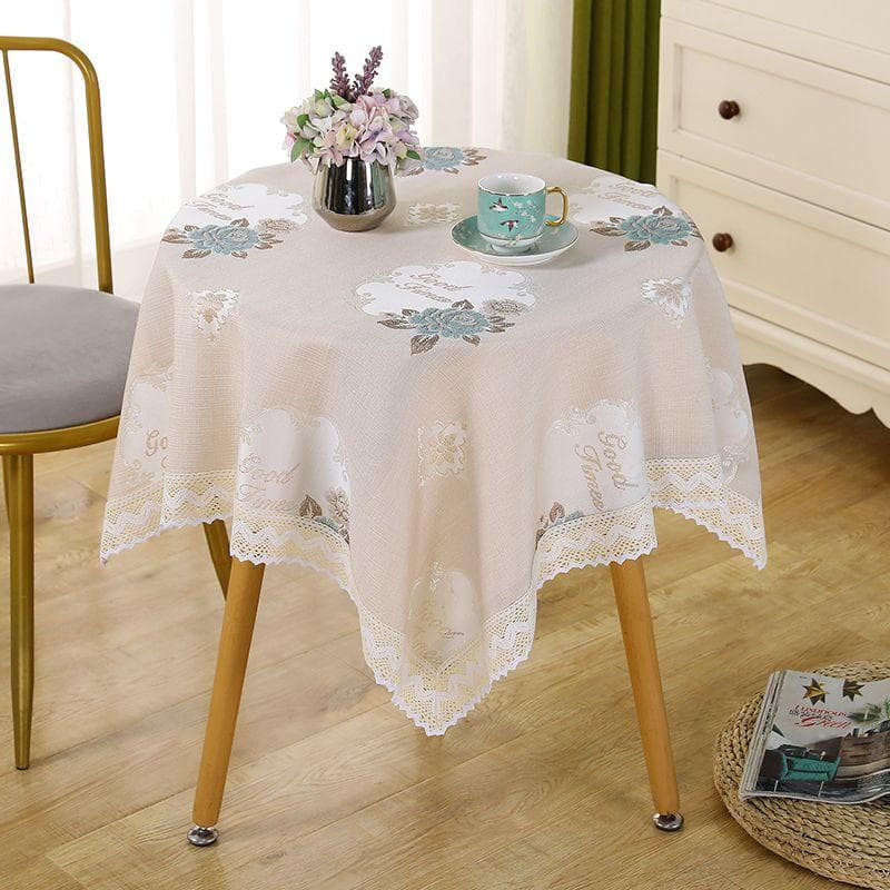 Square Light Colored Minimalist Tablecloth Lace Coffee Table Cover Cloth Household Living Room Dining Table Refrigerator Cover 50x50cm