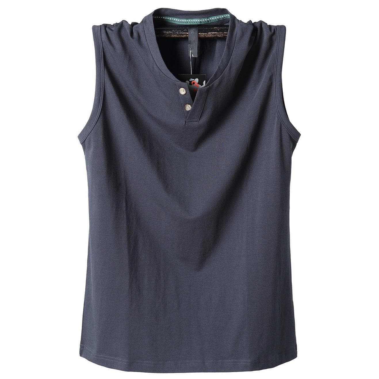 Summer Men's Sleeveless Cotton Sports T-shirts Large Size Loose Men's Vest Cut Shoulder T-shirt Breathable Absorb sweat Casual L dark gray