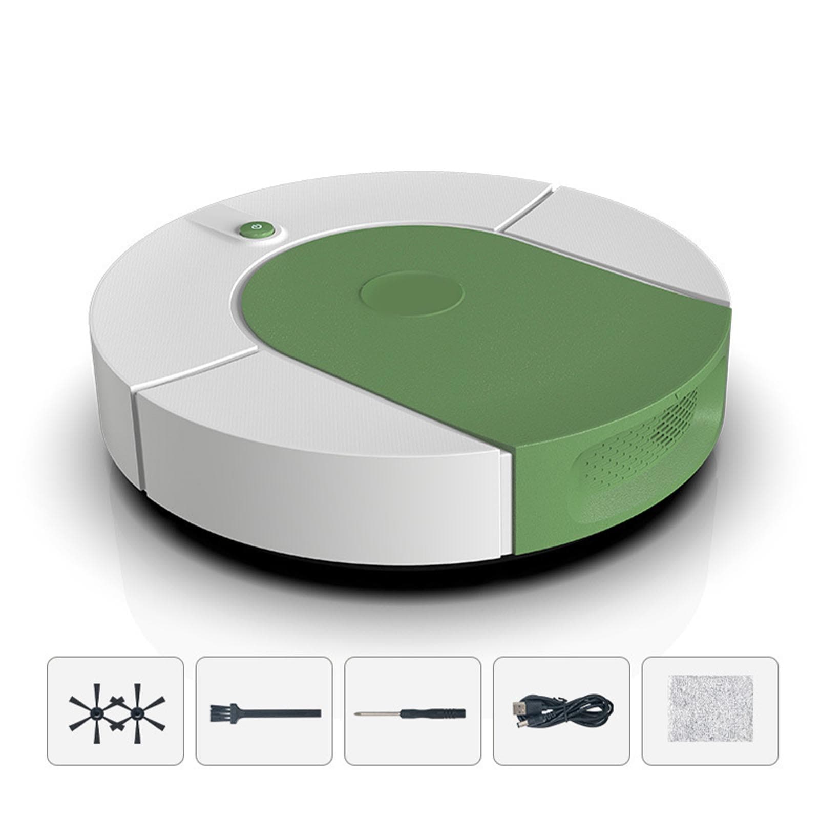 Robot Vacuum Cleaner Strong Suction Automatic USB Rechargeable Sweeping Robot for Ceramic Tiles green