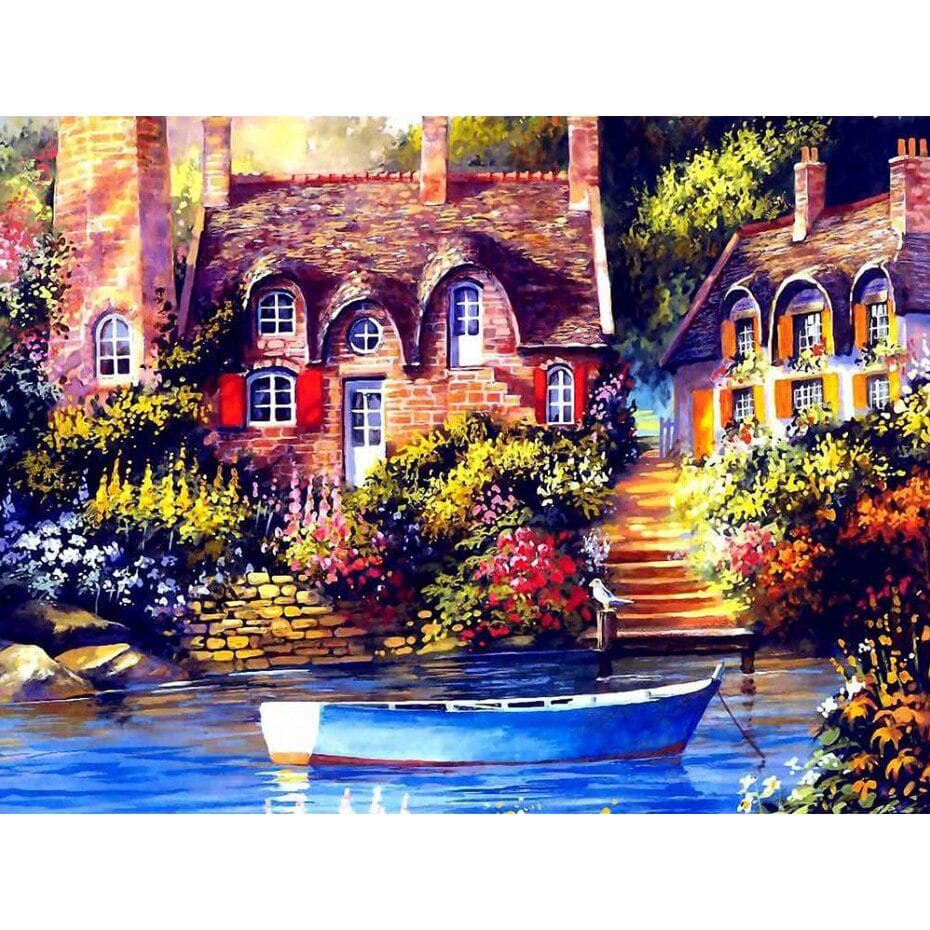 Old Castle DIY Crystal Full 5D Plastic Diamond Painting Cross Stitch Kit Art Mosaic Round Rhinestone 20X30CM