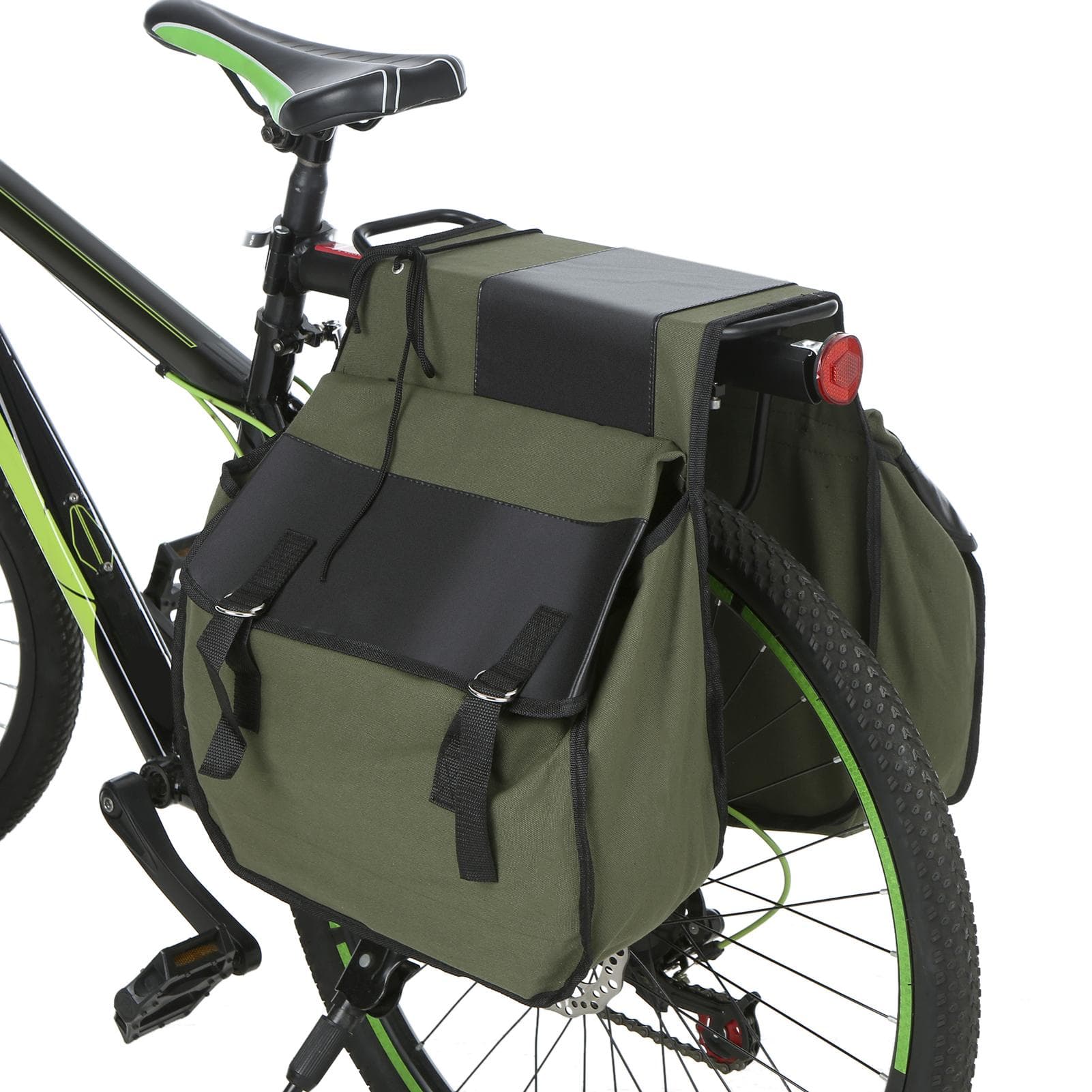 Bike Rear Seat Bag Bicycle Trunk Bag Cycling Rear Rack Double Pannier Bag army green