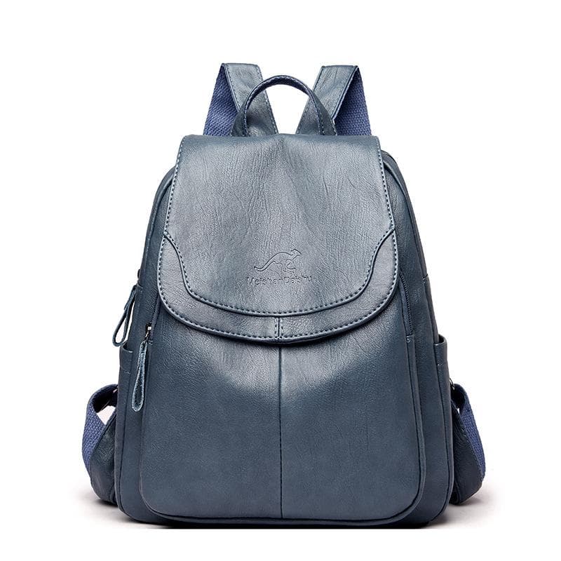 Large Capacity Travel Back Pack Rucksacks Mochila Women Backpack Female Leather Bagpack for Girl Ladies Sac A Dos School Bags blue