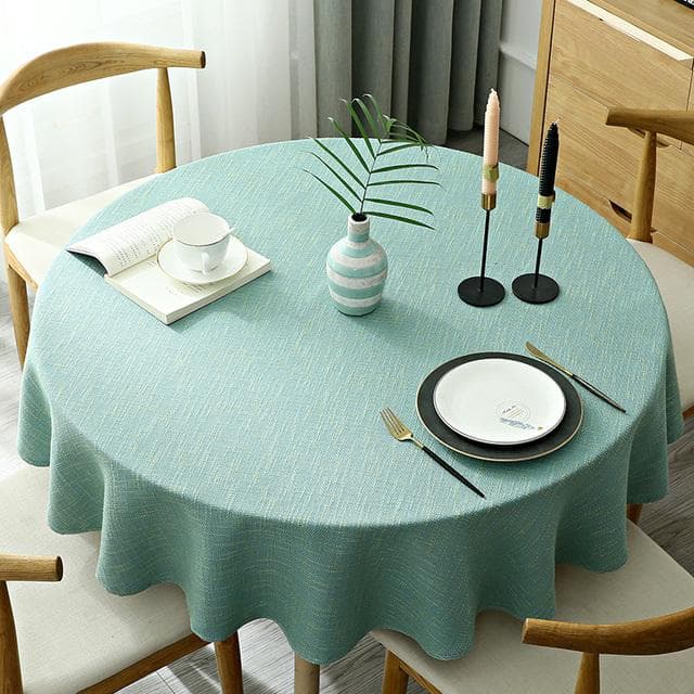 Large Round Tablecloth Solid Color Cotton And Linen Dining Table Table Cloth 120cm