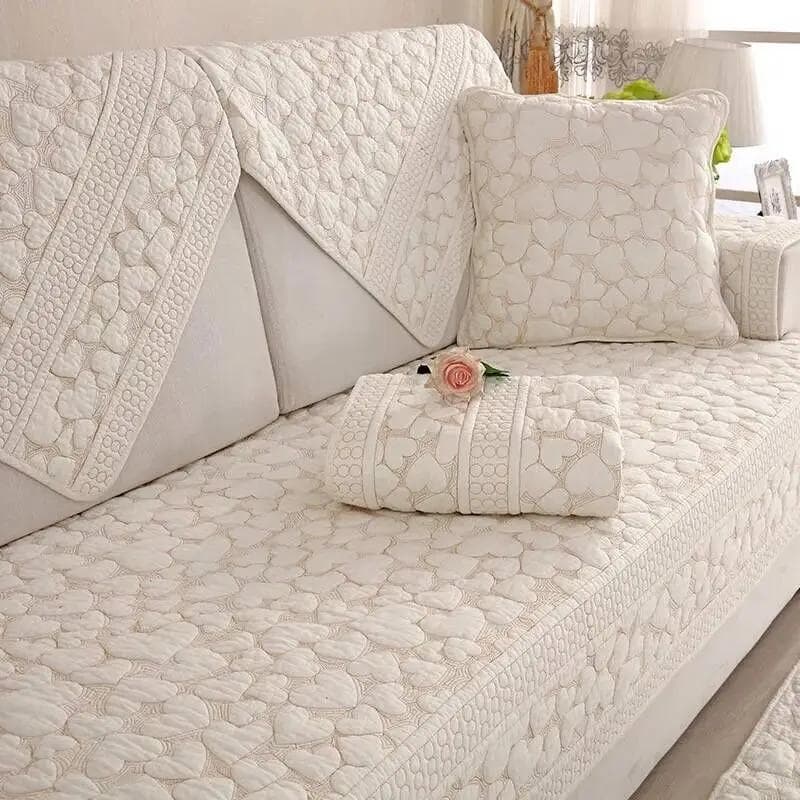Double-side Sofa Covers White Couch Cover Pillow Case Pure Cotton Washed Slip Seat Pad Towel Cotton Couches for Living Room 70x70cm 1pcs