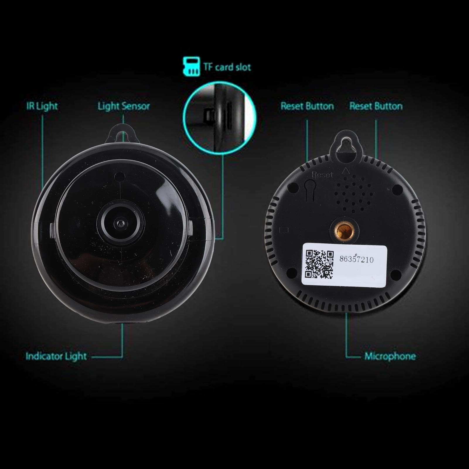 V380 Wireless WiFi IP Camera CMOS Sensor IR Cut Night Vision 1080P Cloud Storage Mini Camera EU Plug black