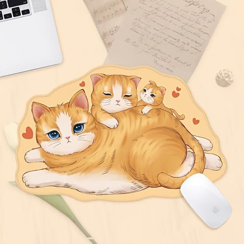 2pcs Cute Cat Small Mouse Pad, Special Cartoon Small Fresh I Non-slip Lock Edge Mouse Pad, Office Computer Keyboard Pad style2-1pc