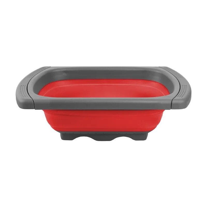 Collapsible Colander with Extendable Handles Colander Strainer Over The Sink Vegetable Fruit Colanders Strainers JT40 red