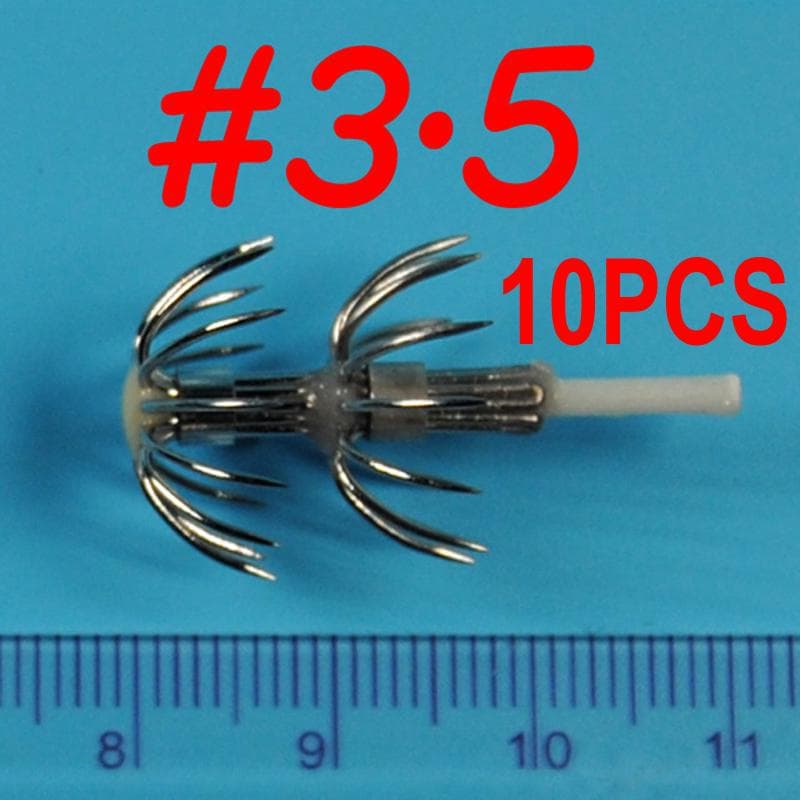 10pcs Octopus / Squid Jig DIY Hook 2.5# 3.0# 3.5# Squid Lure DIY Hooks Fishing Accessory #3.5