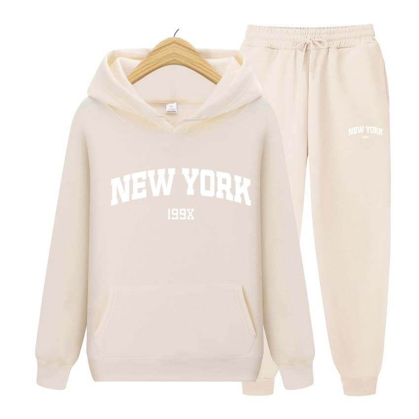 Tracksuit 2 Pieces Set 199X New York Print Sweatshirt Hoodies Sweatshirt+Pants Suit Hoodie Sportswear Jogging Men's Sets 3XL