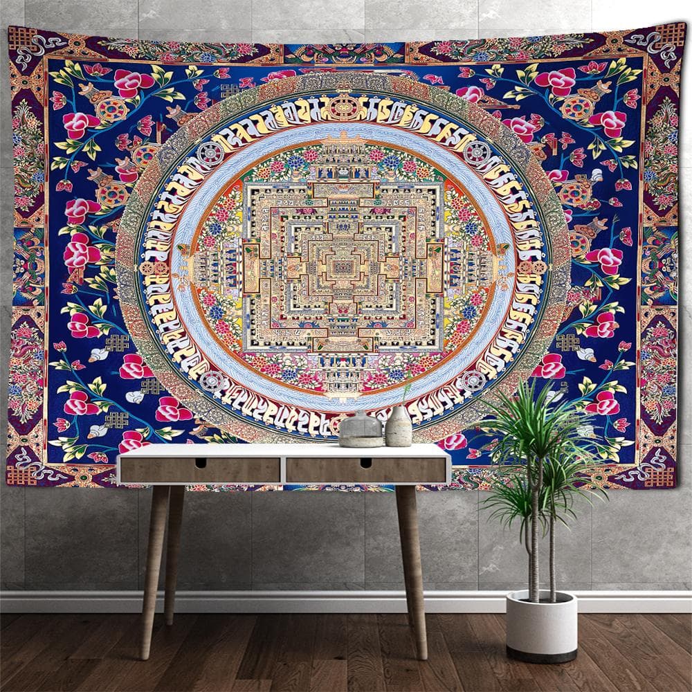 India Yoga Mat Mandala Tapestry Wall Hanging Boho Decor Wall Cloth Psychedelic Hippie Tapzi Wall Carpet Witchcraft Decor 95x70cm