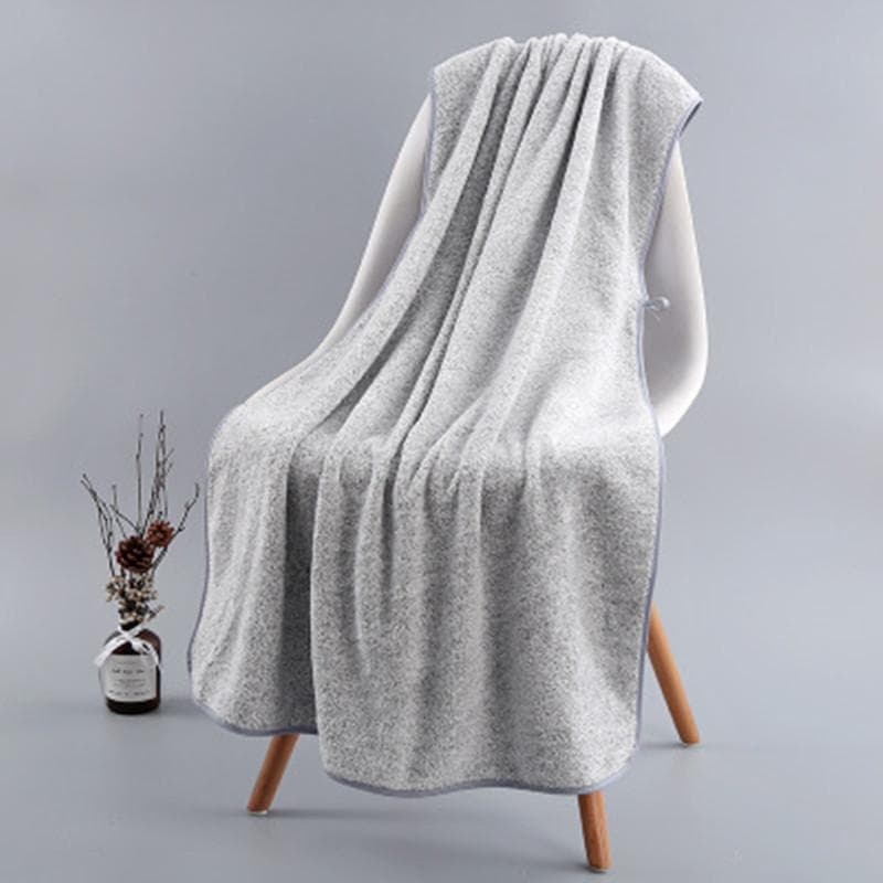 70*140cm Thick and big Bamboo Charcoal Coral Velvet Bath Towel For Adult Soft Absorbent Microfiber Fabric Towel Household Bathroom Towel 70X140CM light grey