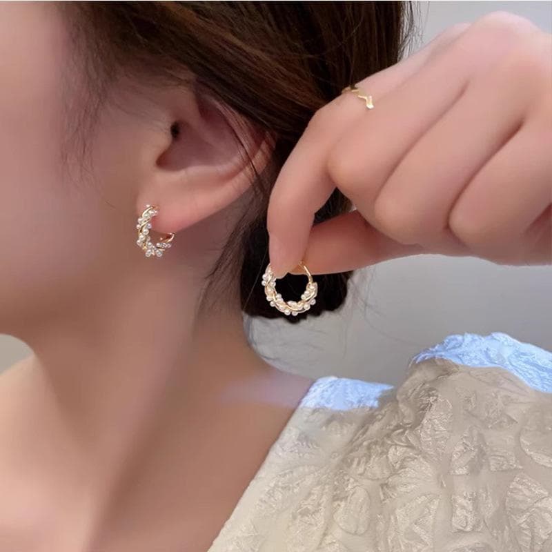 1 Pair of Simple Temperamental Round Pearl Earrings, Fashionable Small Earrings, Jewelry white