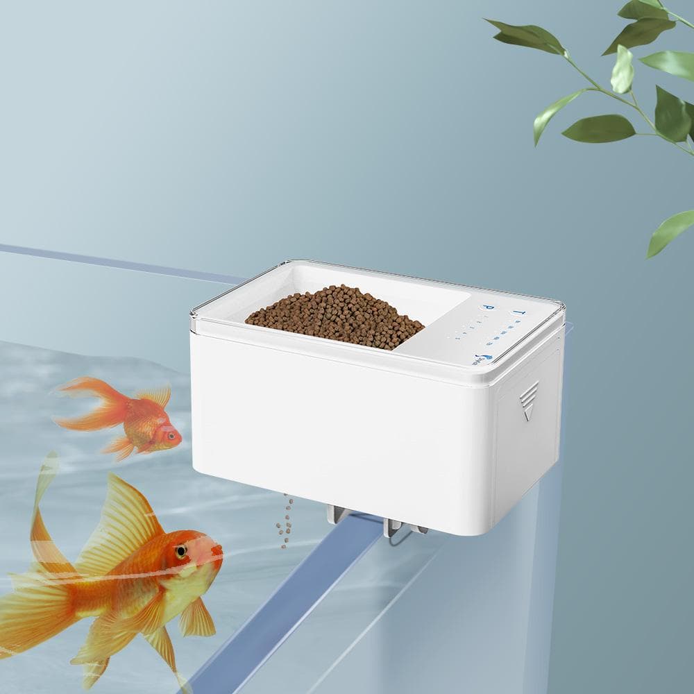 Automatic Fish Feeder Smart Digital Fish Food Dispenser Timer Fish Feeder 70ml Battery Operated white