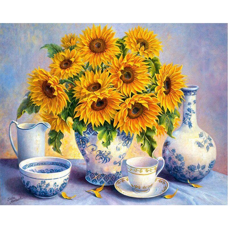 Rhinestones Diy Diamond Embroidery Teacup and Sunflower 5D Diamond Painting Embroidery Handicrafts 20X30CM