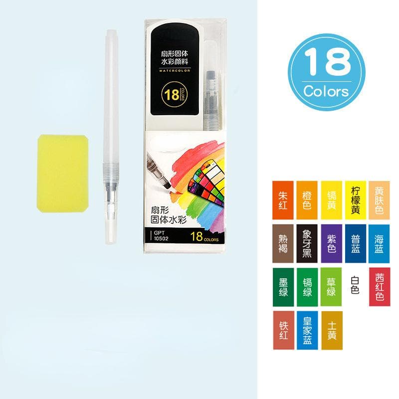 Professional 18/24 Colors Solid Watercolor Paint Set Water Color Pigment With Water Brush Pen For School Art Supplies 18 colors