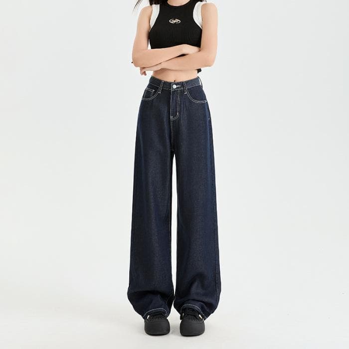 Tennis Jeans for Women In Summer High Waist Loose Wide-leg Jeans for Women In Spring and Summer Slimming Wide-leg Trousers for Women In Spring 2XL