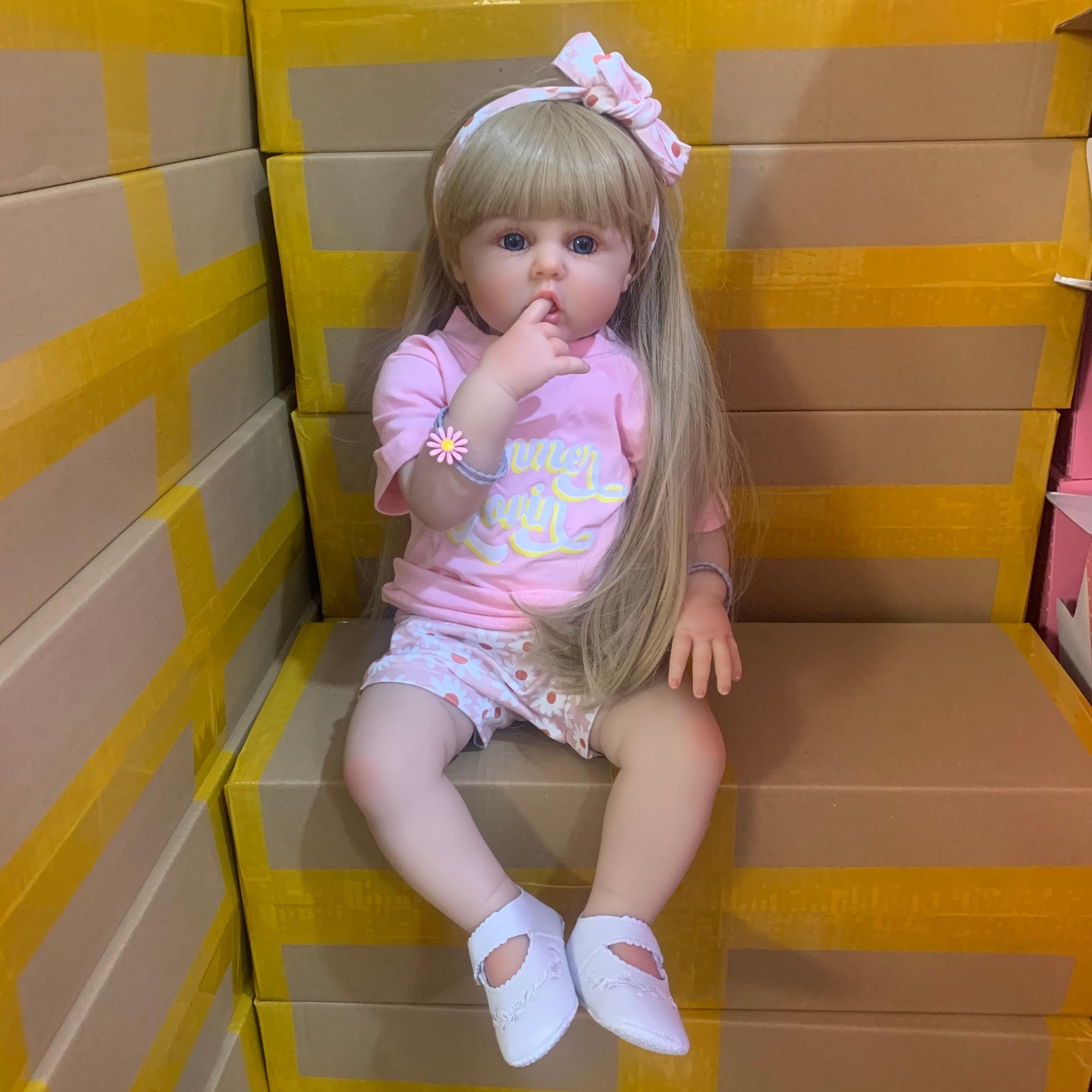 Soft Silicone Reborn baby doll 60cm For Girl Lifelike Vinyl Princess Baby With Cloth Body Bebe Birthday Gift