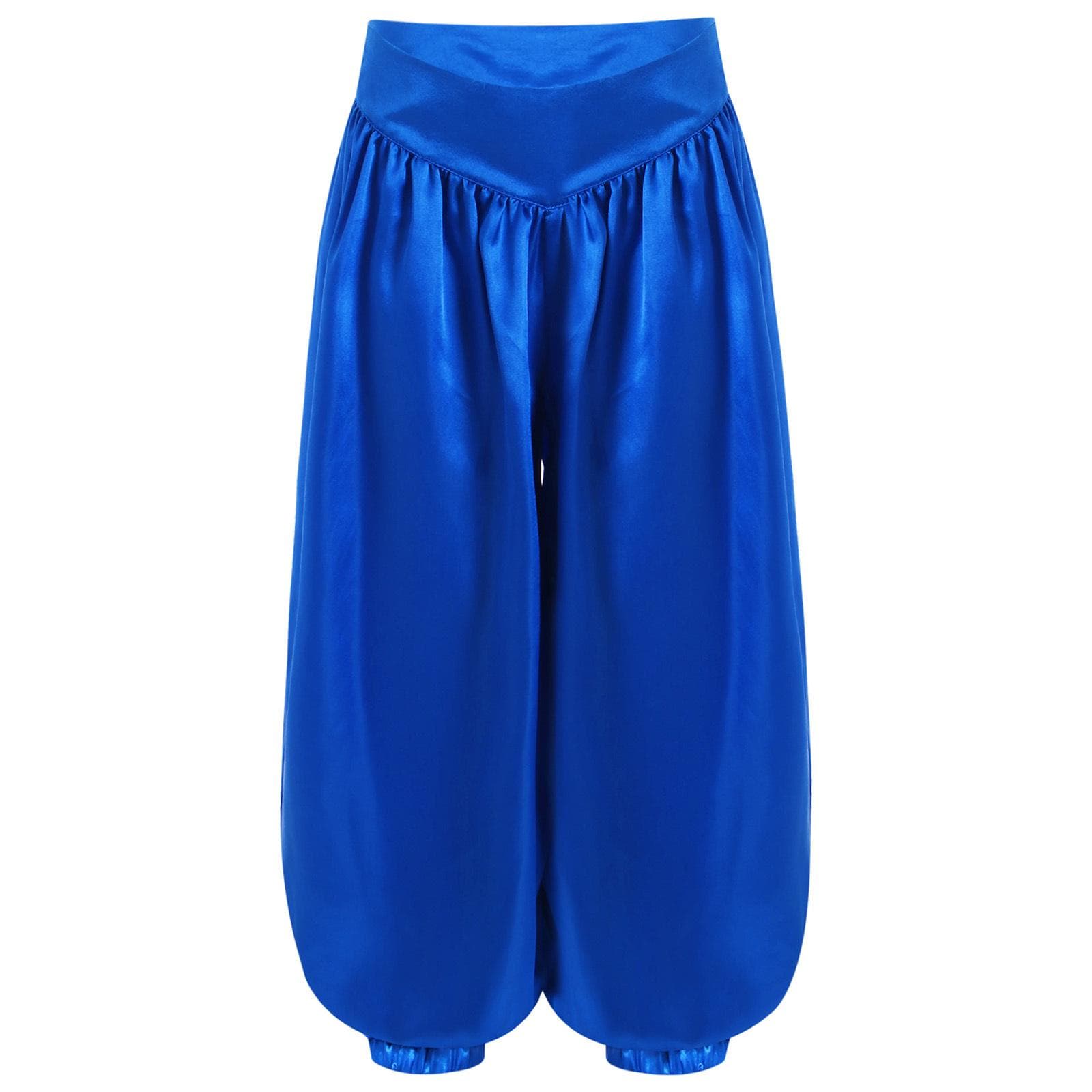 Girls Boys Celebration of Spirit Palazzo Pants Praise Dancewear Belly Dance Satin Harem Trousers for Carnival Festival 5-6 Years blue