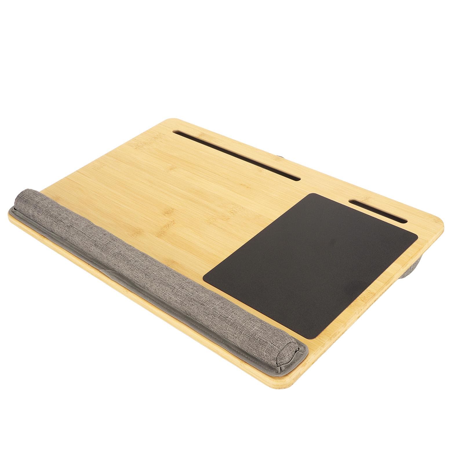 Laptop Desk Built in Slot Mouse Pad Wrist Pad Fits Up to 18.5 Inch Laptop Bamboo Top Lap Desk with