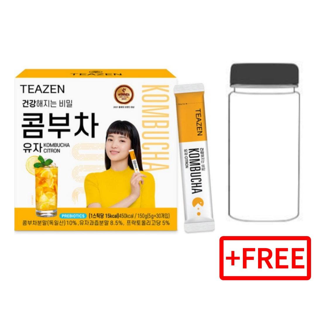 [TEAZEN] Kombucha Powder 6 flavors 30T / Lemon, Citron , pineapple, peach, mango guava, shine musket Citron 30t+free bottle