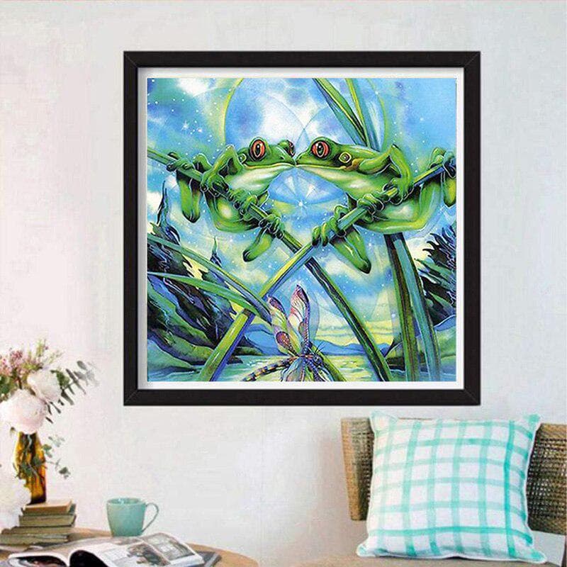 Diamond Painting Mosaic Kiss Frogs Diamond Rhinestone Embroidery Cross Stitch Home Decor 30x30CM