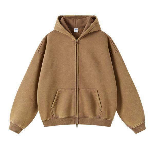 Retro Batik Washed Oversized Hoodie with Zipper M