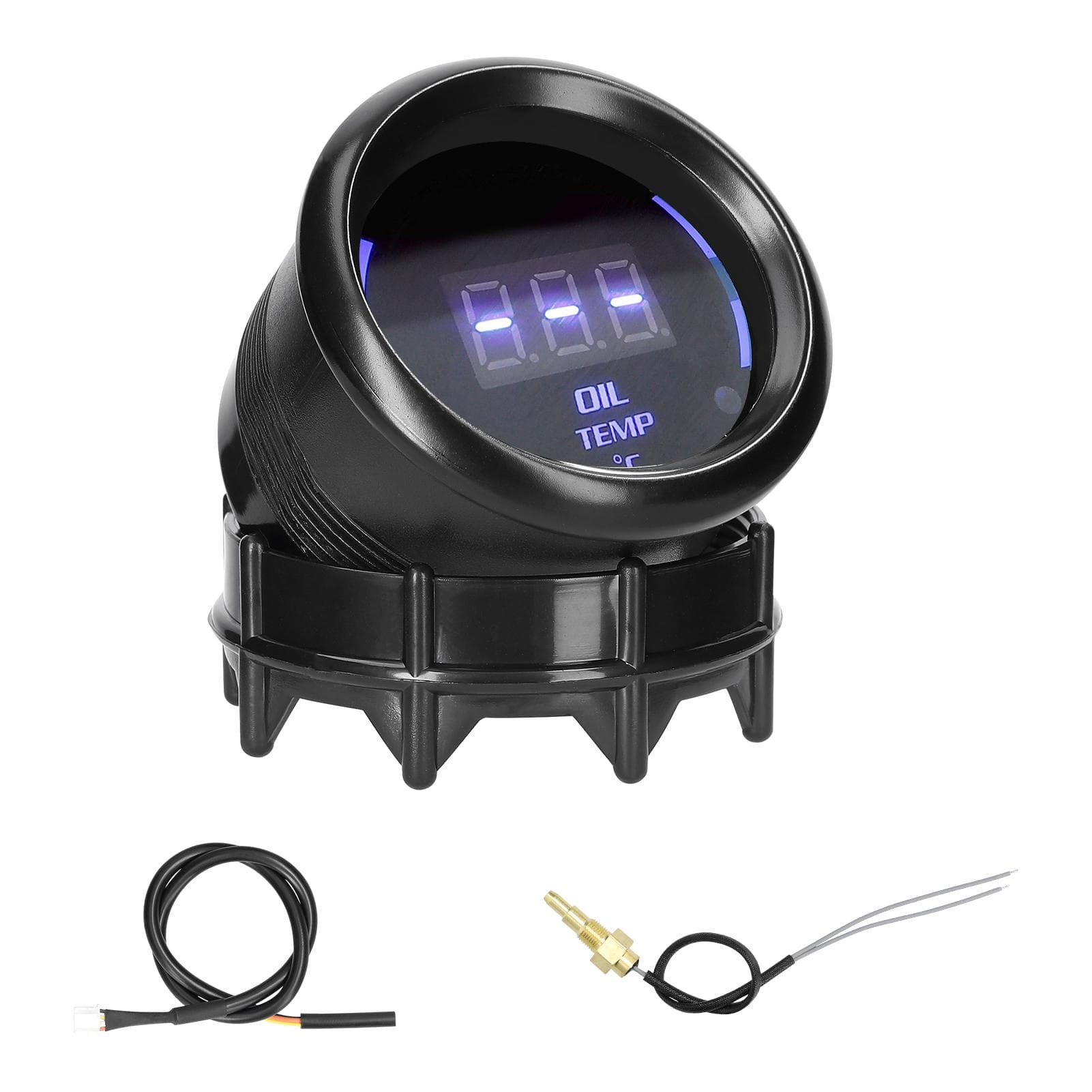 52mm Oil Temperature Gauge Car Digital Meter LED Display 40-140celsius with Sensor Alarm Function for Car black