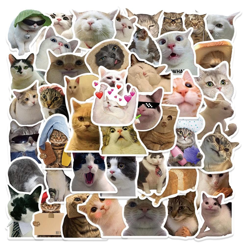 50Pcs/Set Cat Funny Animals Stickers Vintage Toy DIY Kids Notebook Luggage Motorcycle Laptop Refrigerator Decals Graffit 50Pcs/Set multicolour