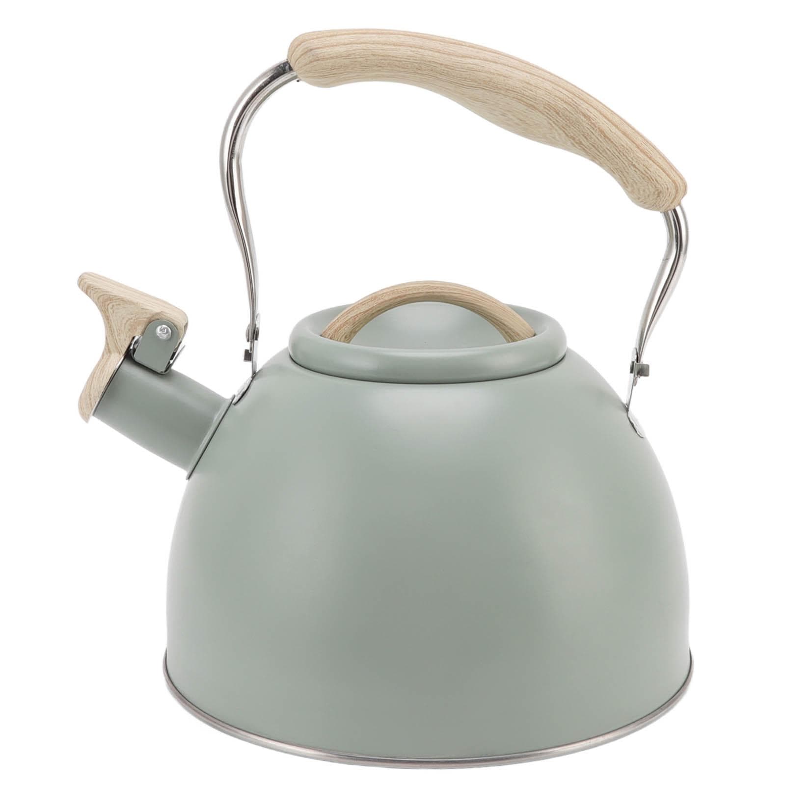 Whistling Teapot 3L Light Green Flat Bottom Stainless Steel Engineering Plastic Handle Tea Kettle L