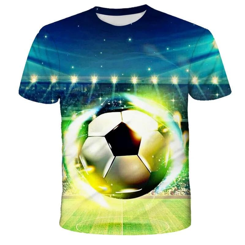 Fashion Football Flame 3D Print Children T-Shirt Soccer Boy Girl Shirt Casual Tees Teen Tops Kids Clothes Funny Sport Streetwear 13-14Y