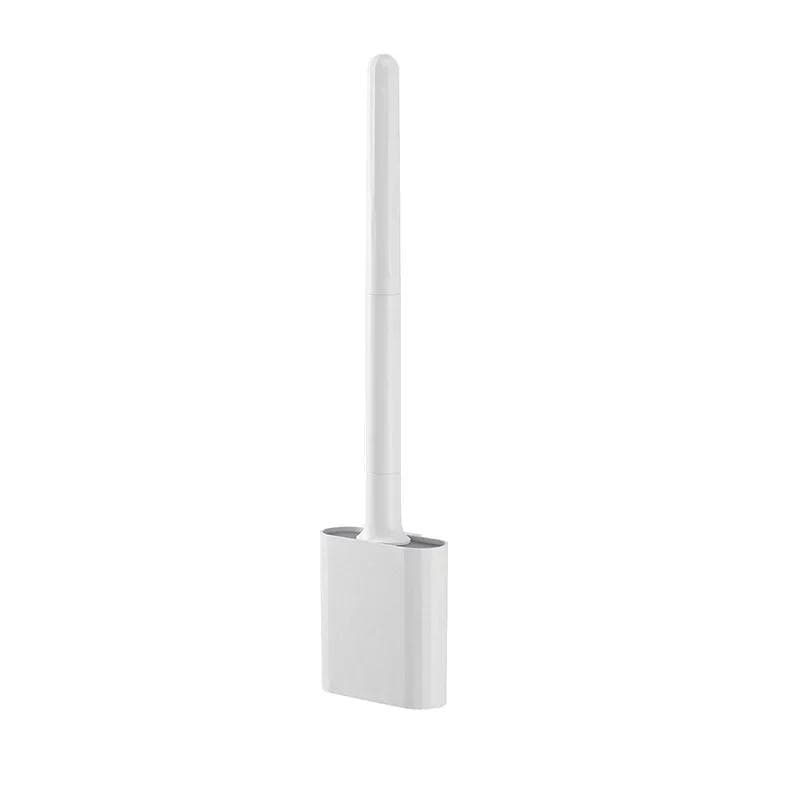 Silicone Toilet Brush with Long Handle Flexible Cleaner MINI Bathroom Brush Quick Drying Holder Bathroom Accessories white