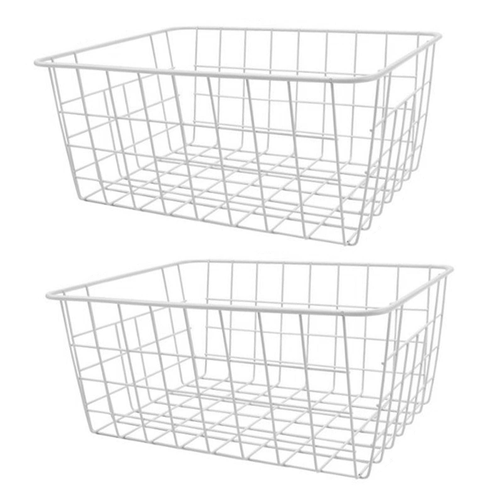 Freezer Basket Rust Proof Large Capacity Iron Storage Bin for Refrigerator Fruits Snacks Drinks