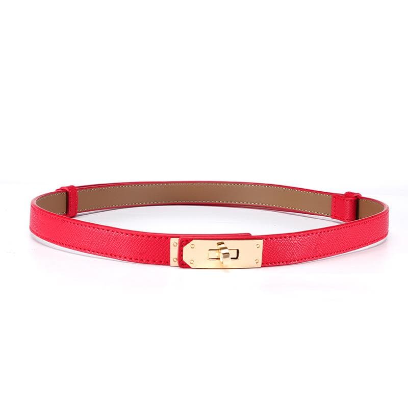 Ladies Belt, Double-Sided Leather High-Quality Waistband Thin Belt With Dress Decoration H Home Double Cowhide Belt Women average size (about 105-110CM)