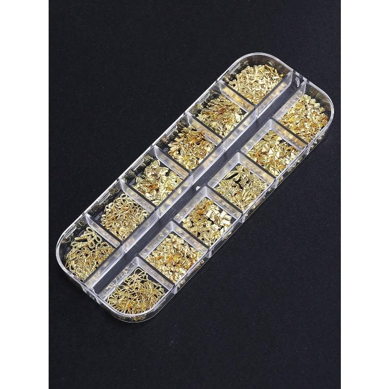12 Grids Gold Ribbon Bow Knot Metal Cute Nail Decoration Nail Charms Bow Design Mixed Styles Nail Jewelry Accessories Nail Art Supplies