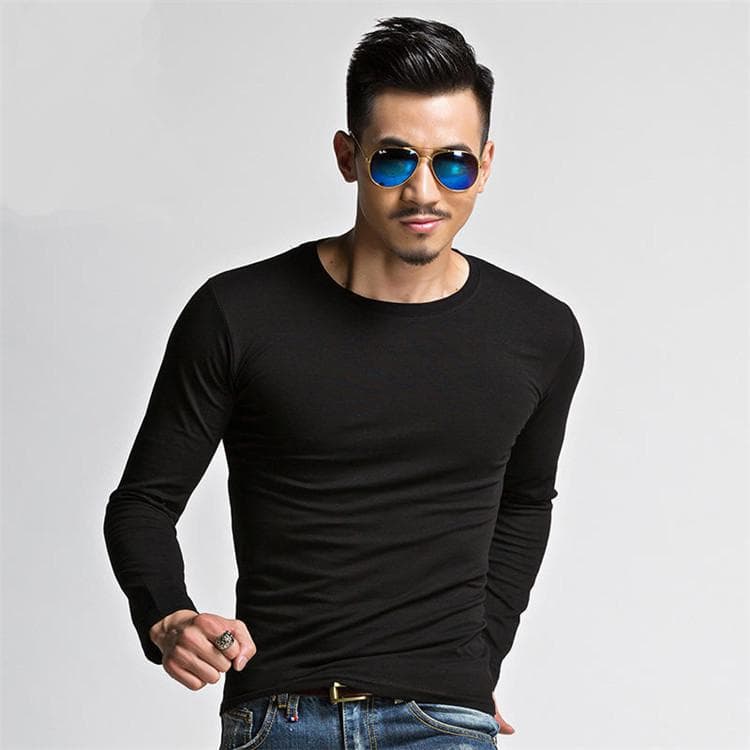 6 Colors Men Slim Long-sleeved T-shirt Tight Casual Tee M