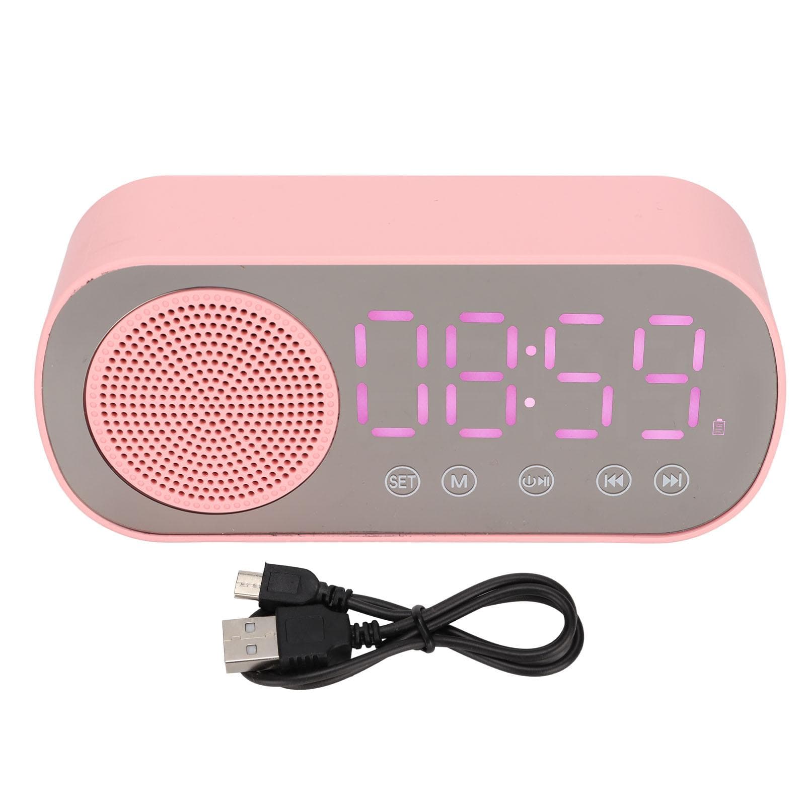 Alarm Clock Bluetooth Speaker HIFI LED Mirror Screen Micro USB Charging FM Radio Digital Clock for