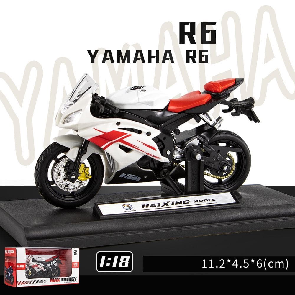 1/18 Scale Yamaha R6 Alloy Scooter Sport Bike Figurines Diecasts Kids Toy Motorcycle Racing Model Replicas Collect Gift for Boys 1/18-Size:11.2*4.5*6cm white