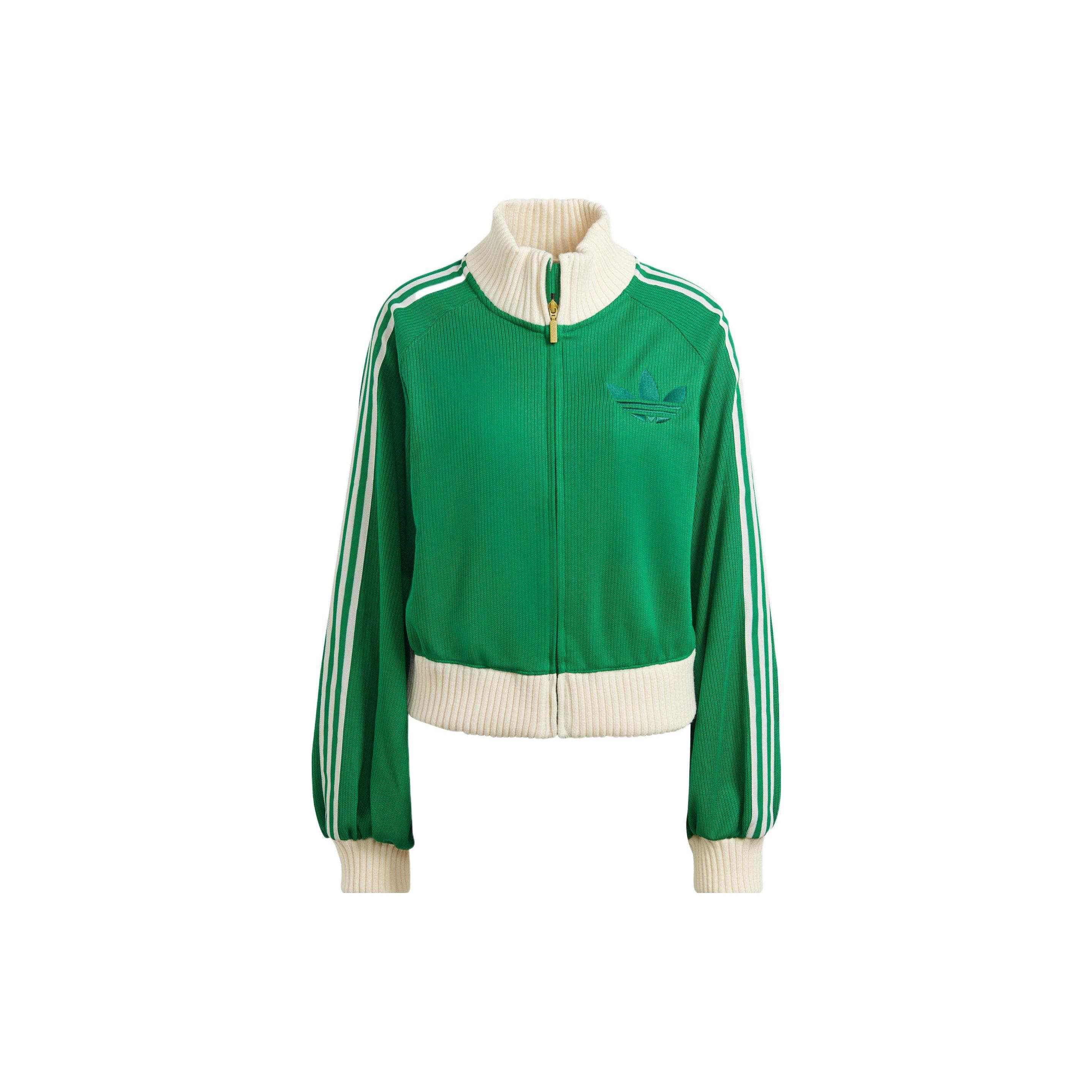 Adidas Originals Trefoil Embroidered Logo Stripe Color Block Zip-Up Sports Jacket Women Jacket Green IB2025 M-L