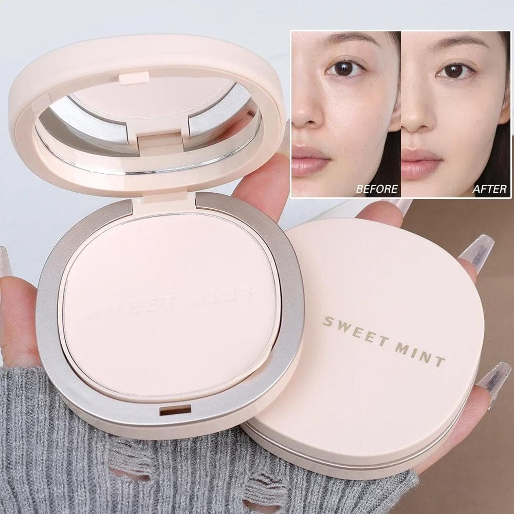 Pressed Makeup Powder Waterproof Lasting Oil Control Face Compact Setting Powder Face Makeup Cosmetics white