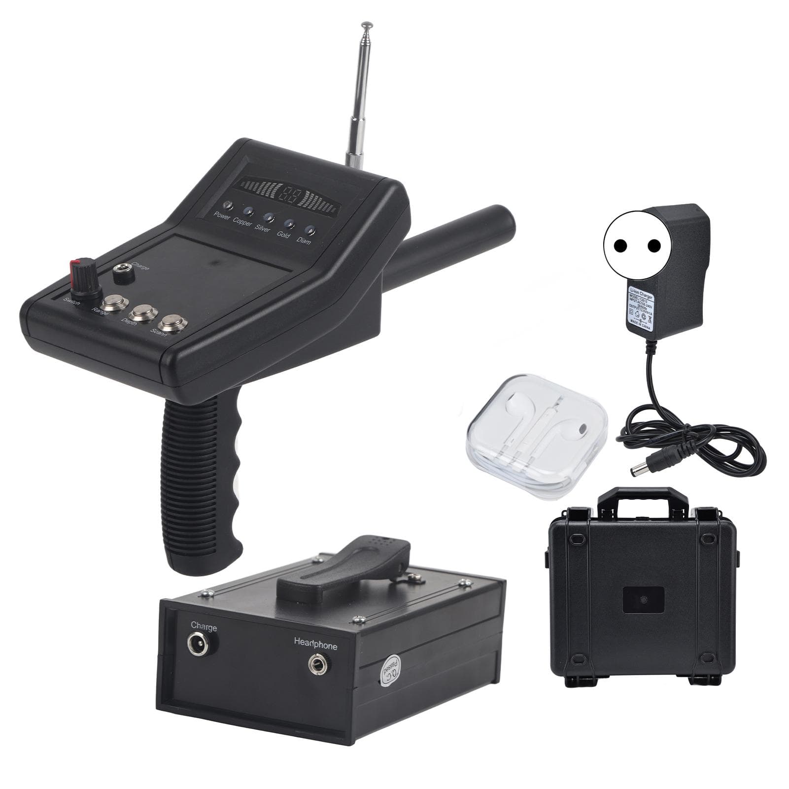1000m Underground Metal Detector 15m Depth Outdoor Search Detector with Earphone for Silver Gold