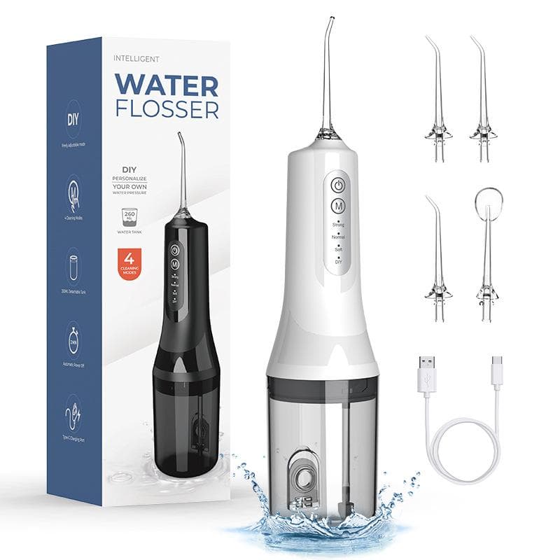 DIY Portable Electric Tooth Flusher Household Whitening Scrubber Oral Cleaning Care Water Dental Floss white