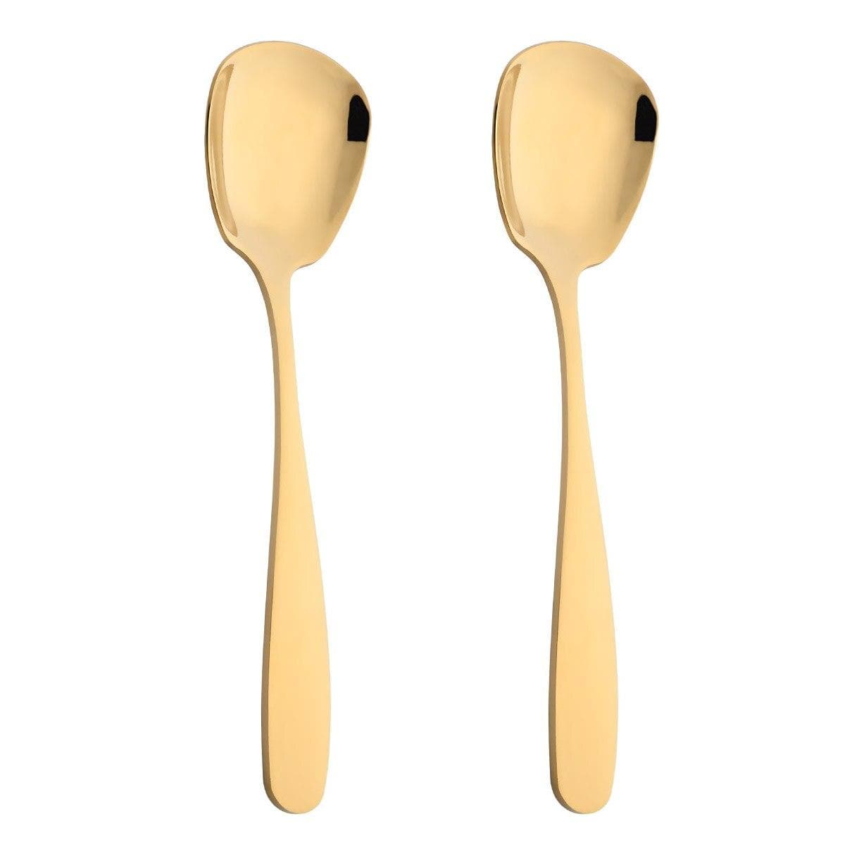 2Pcs 304 Stainless Steel Rice Serving Spoon Gold Square Spoon Ladle Dessert Ice Cream Table Spoon for Party Restaurant Kitchen Dinnerware Medium gold