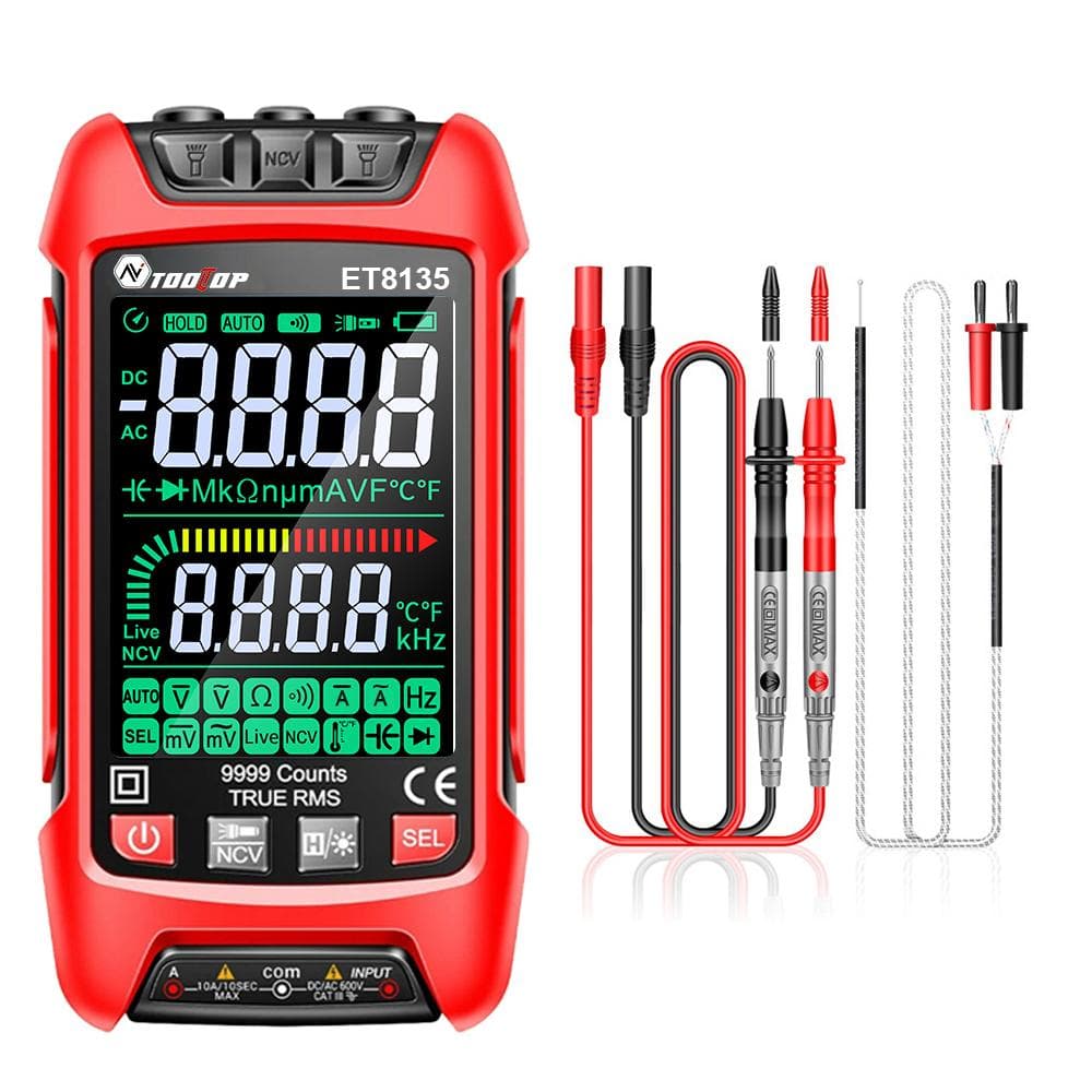 9999 Counts Digital Multimeter Color Display Handheld Multimeter NCV Noncontact Sensing red