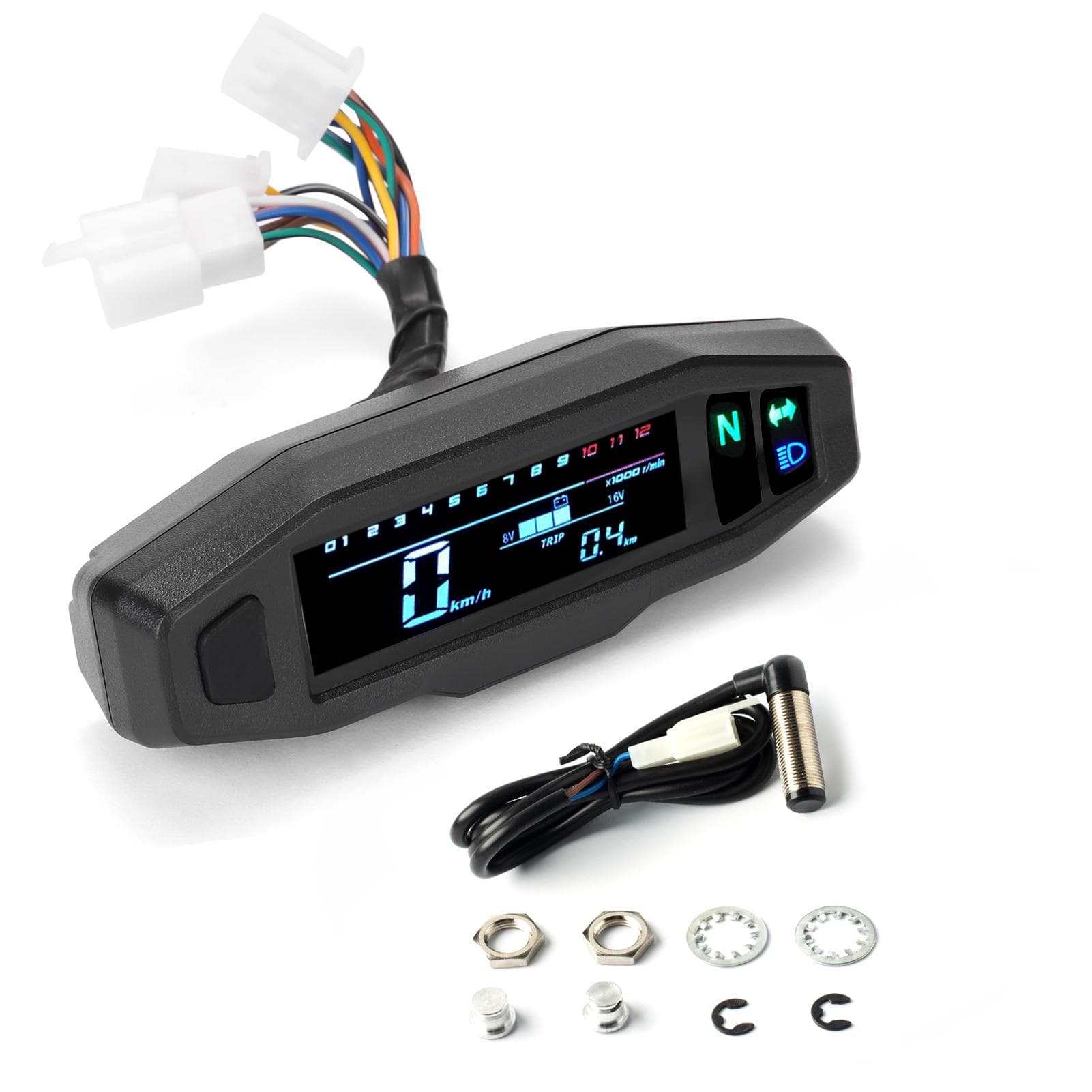 Mini Universal LCD Digital Motorcycle Meter Speedometer Digital Odometer Electric Motor Bike black